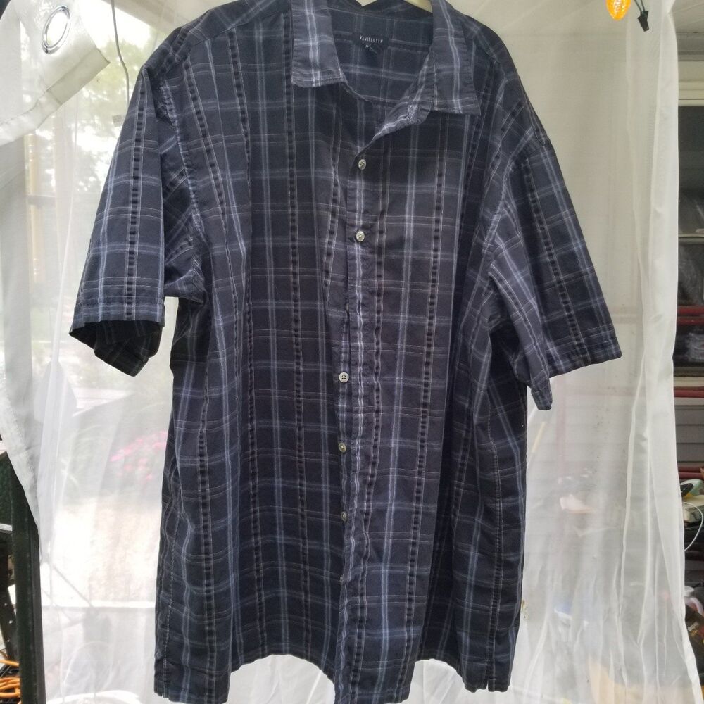 Van Heusen short sleeve button down Shirt 3xlt 20-20 1\2 blue plaid